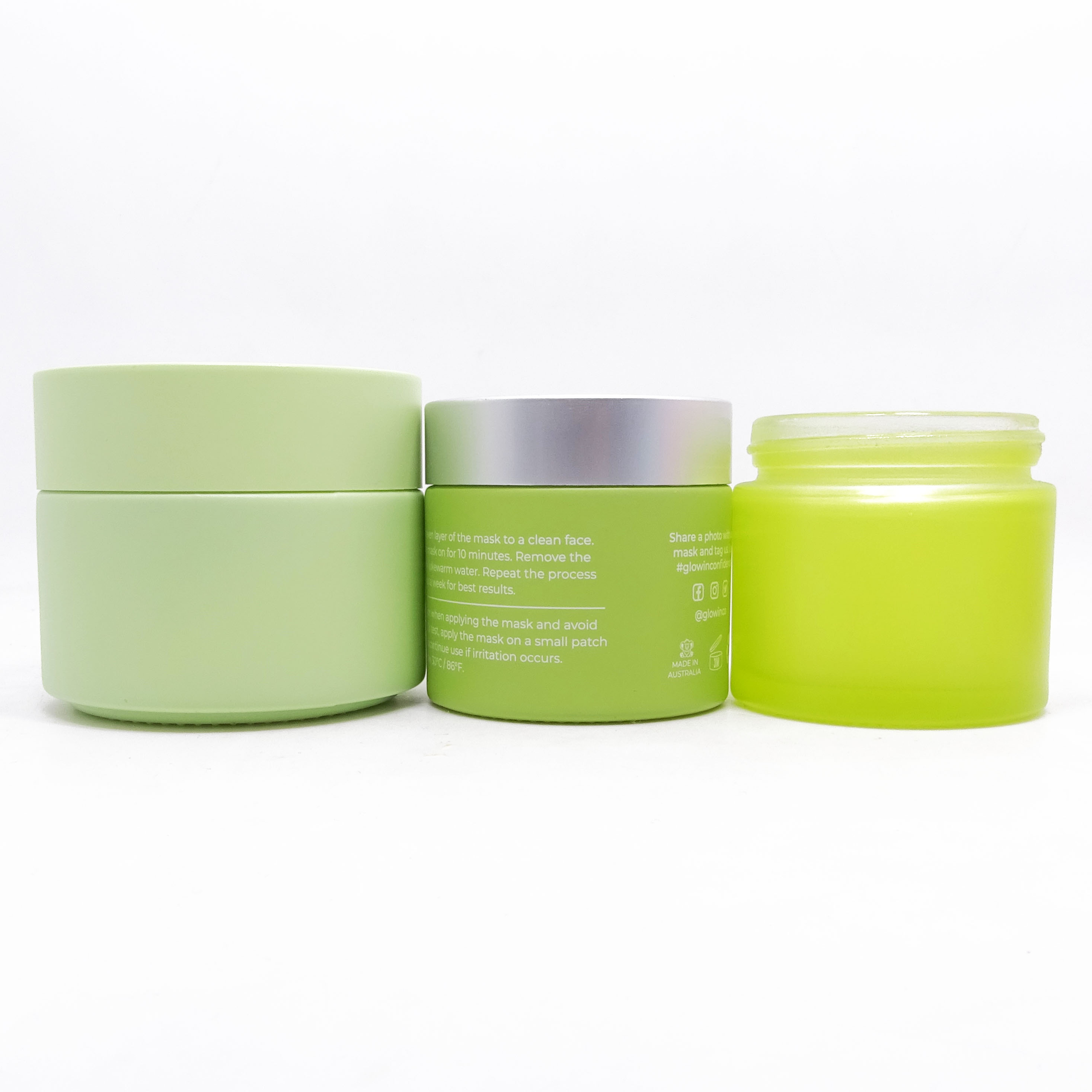 100ml frosted matte green empty glass porcelain cosmetic jars with customized ABS lid