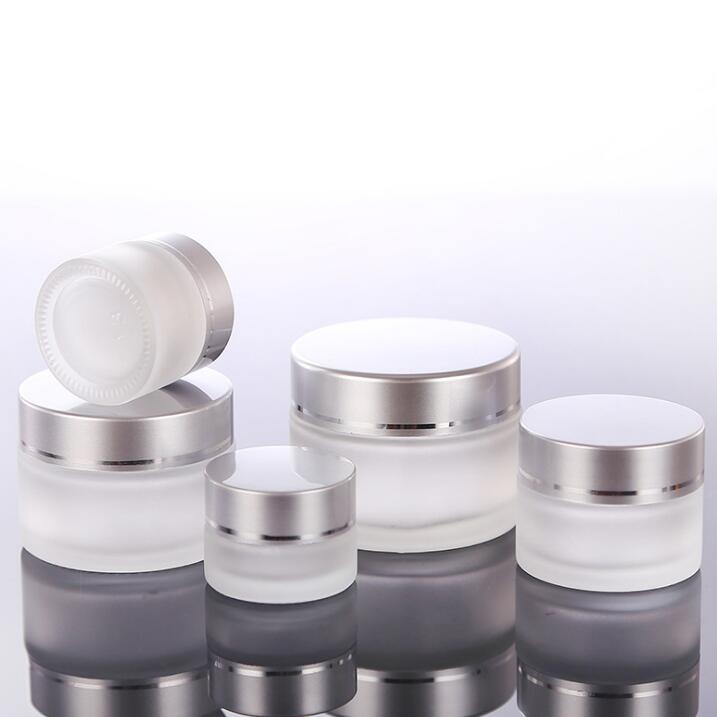 100ml glass cosmetic skincare  jar containers and packaging with aluminum lid 100g 200g glass jars cosmetics