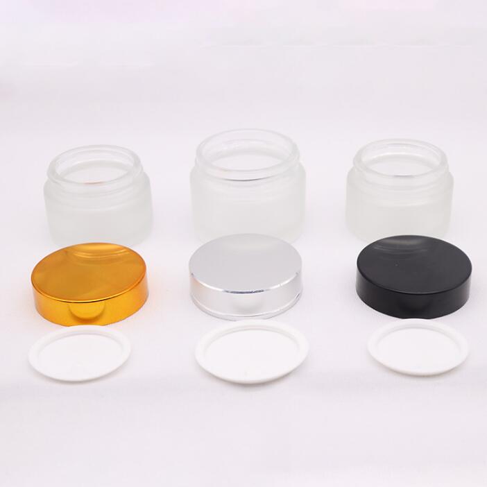 100ml glass cosmetic skincare jar containers and packaging with aluminum lid 100g 200g glass jars cosmetics