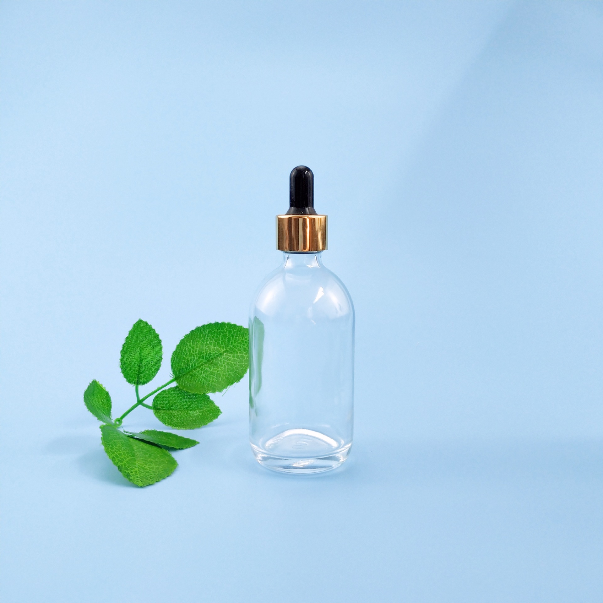 100ml glass essential oil transparent bottle with lid and stopper, dropper glass bottle