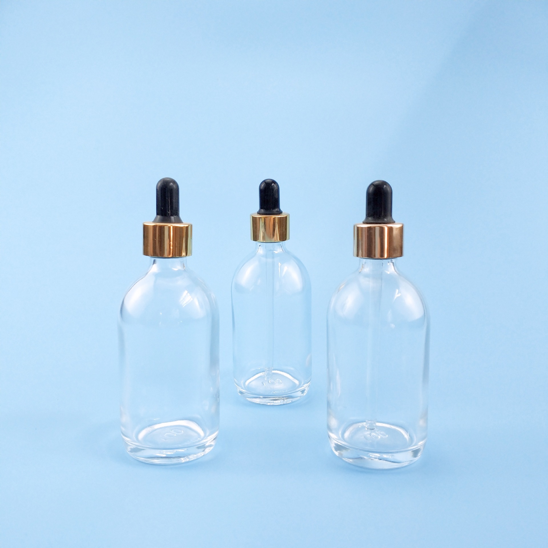 100ml glass essential oil transparent bottle with lid and stopper, dropper glass bottle