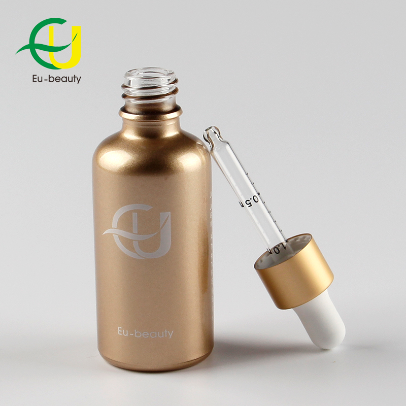 100ml gold color coating, glass essential oil bottle with dropper bottles hair oil dropper bottle tall/