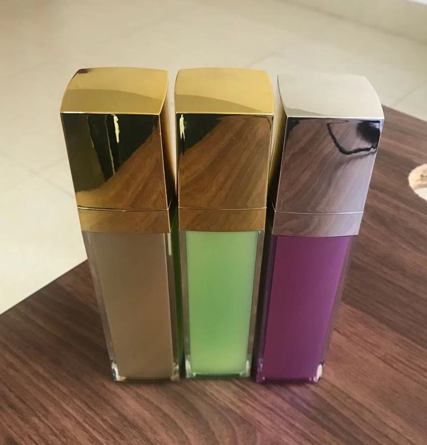 100ml green decorative lotion packaging bottle with gold lid with pump