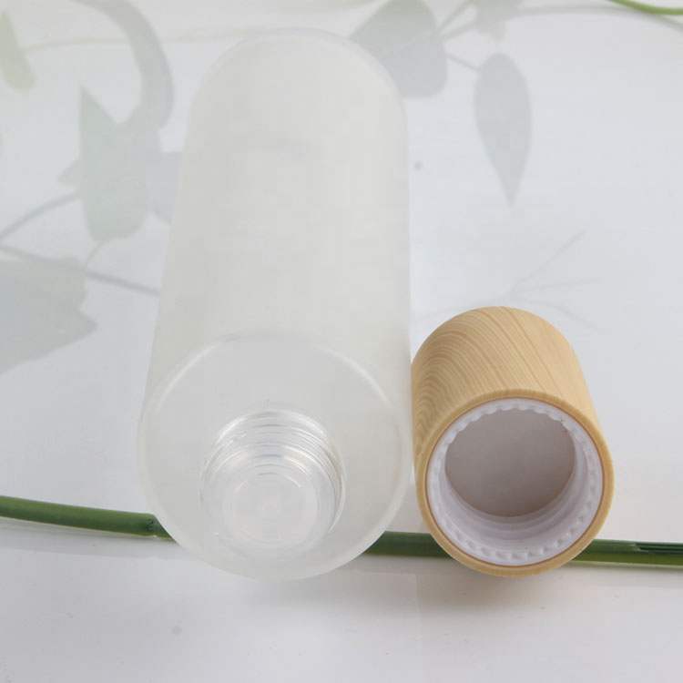 100ml lotion jars with bamboo lid cosmetic bottles with wooden cap Cosmetic frosted glass bottle