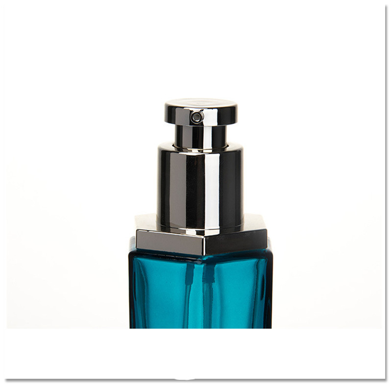 100ml luxury blue glass hexagon cream jar cosmetic container set 50ml cosmetic packaging jars bottles with aluminum cap