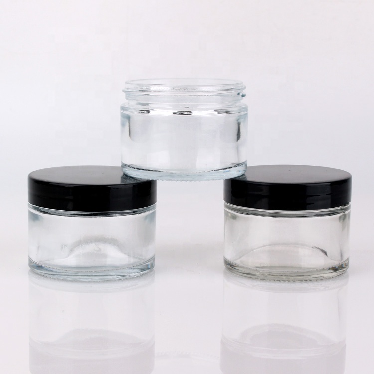 100ml luxury clear cosmetic glass jar for cream with plastic lid