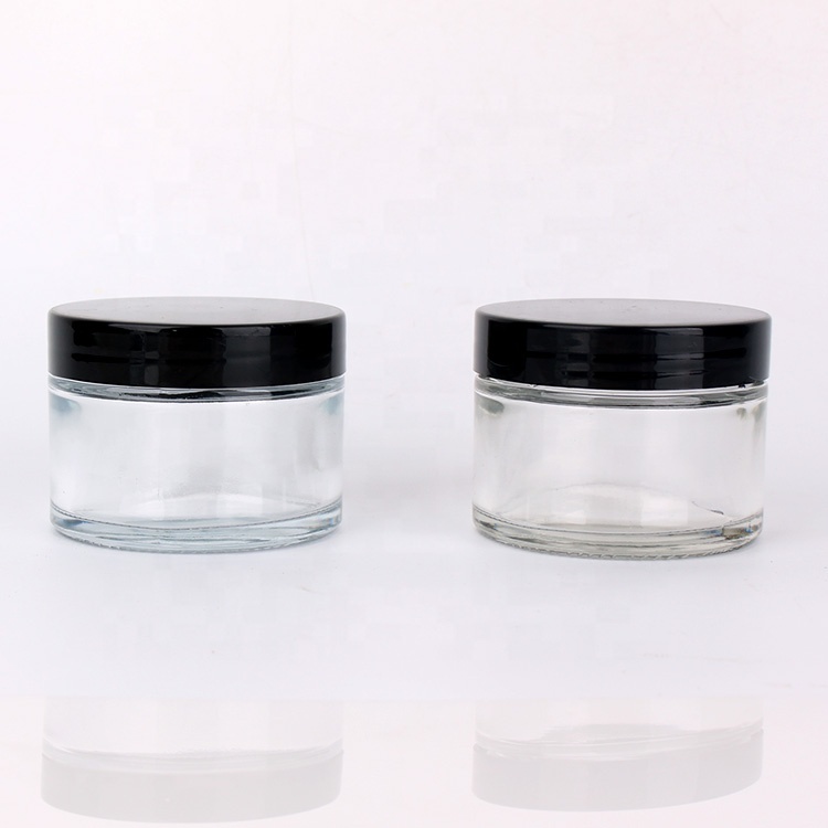 100ml luxury clear cosmetic glass jar for cream with plastic lid