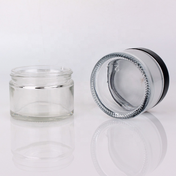 100ml luxury clear cosmetic glass jar for cream with plastic lid