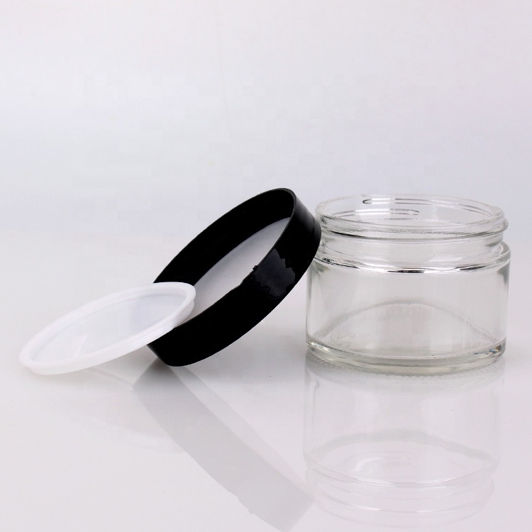 100ml luxury clear cosmetic glass jar for cream with plastic lid