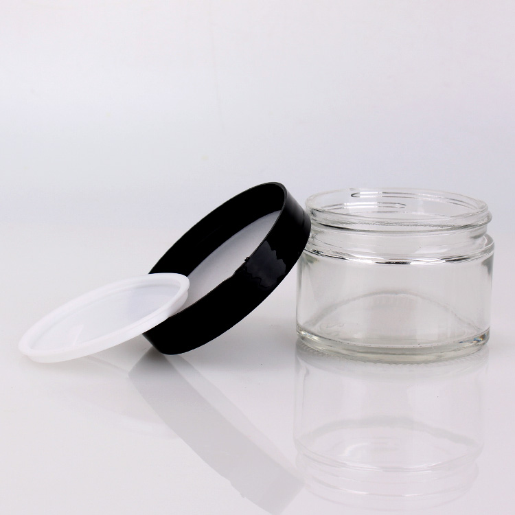 100ml luxury cosmetic glass jar for cream with plastic lid