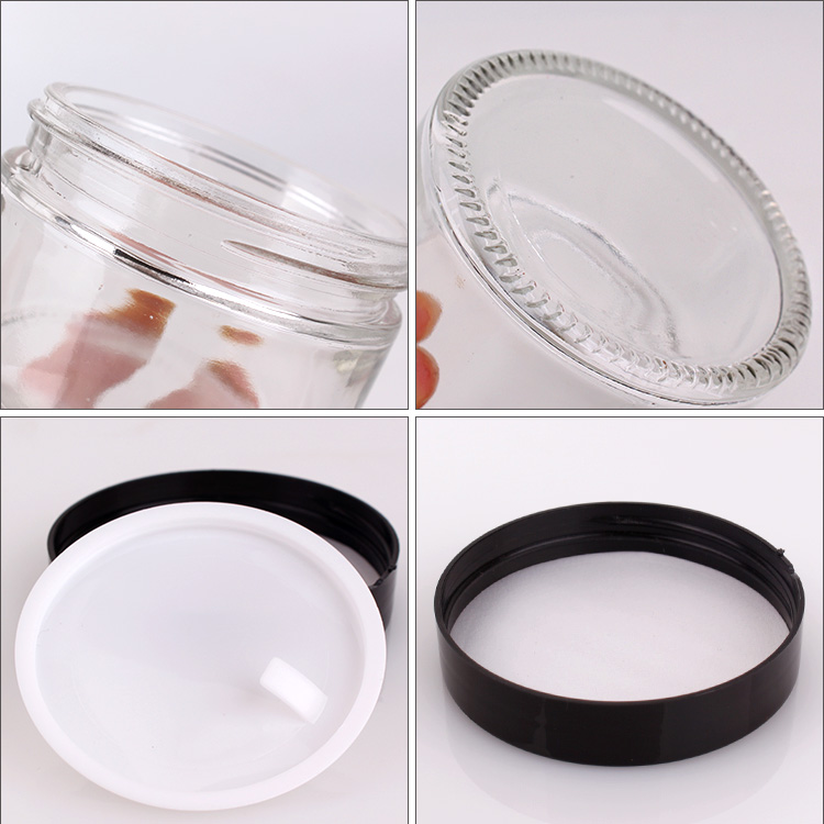 100ml luxury cosmetic glass jar for cream with plastic lid