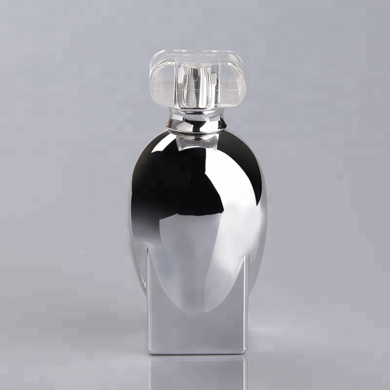 100ml luxury empty UV silver color glass custom logo perfume bottle