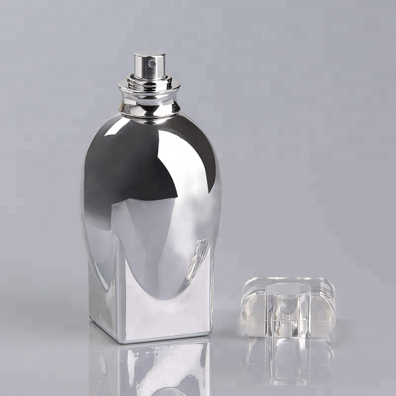 100ml luxury empty UV silver color glass custom logo perfume bottle