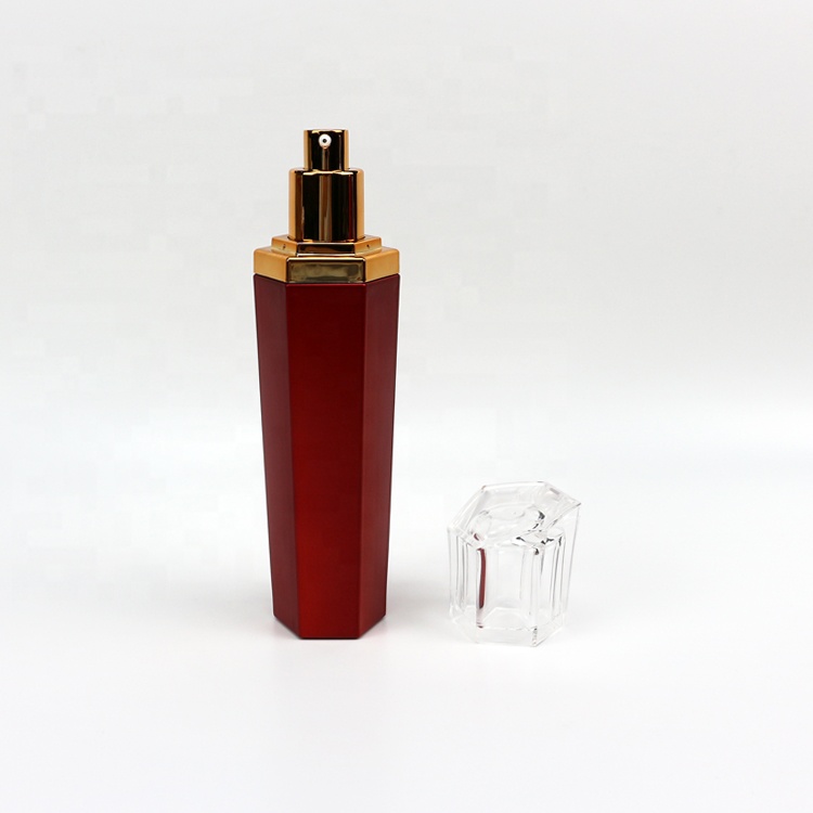 100ml matt red glass lotion perfume bottle with transparent lid glass bottle for cosmetic packaging essential oil bottle