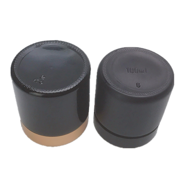 100ml matte black and gloss black cosmetic glass jar with plastic lid