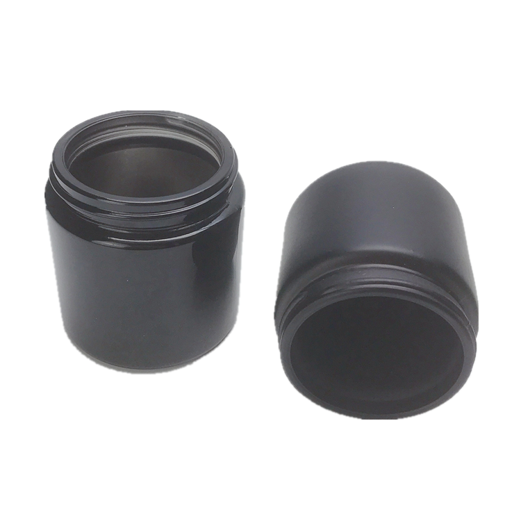 100ml matte black and gloss black cosmetic glass jar with plastic lid