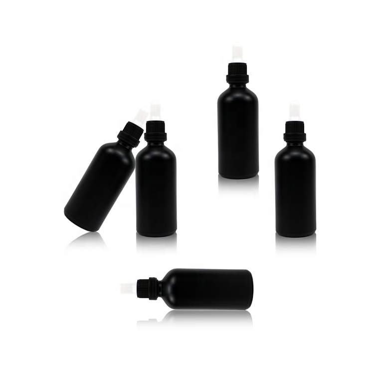 100ml matte black hair oil bottles with dropper porcelain for serum container glass bottles essential oil bottle