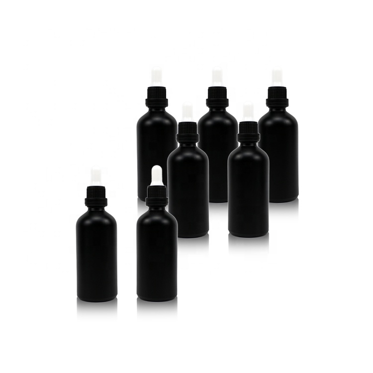 100ml matte black hair oil bottles with dropper porcelain for serum container glass bottles essential oil bottle