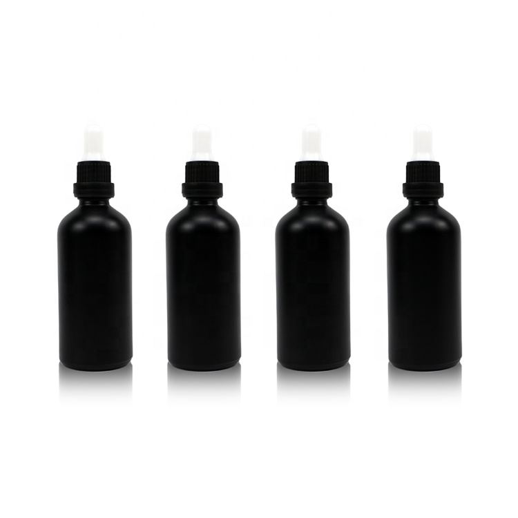 100ml matte black hair oil bottles with dropper porcelain for serum container glass bottles essential oil bottle