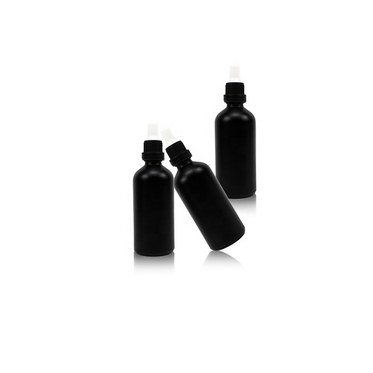 100ml matte black hair oil bottles with dropper porcelain for serum container glass bottles essential oil bottle