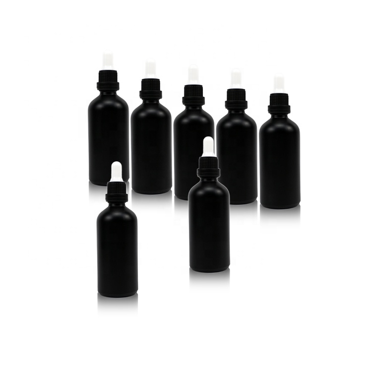 100ml matte black hair oil bottles with dropper porcelain for serum container glass bottles essential oil bottle