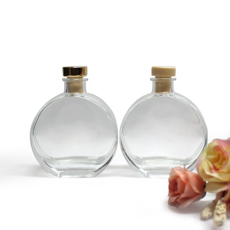 100ml oblate clear glass reed stick diffuser bottle/jar with colored cork