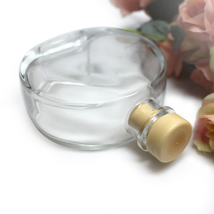 100ml oblate clear glass reed stick diffuser bottle/jar with colored cork