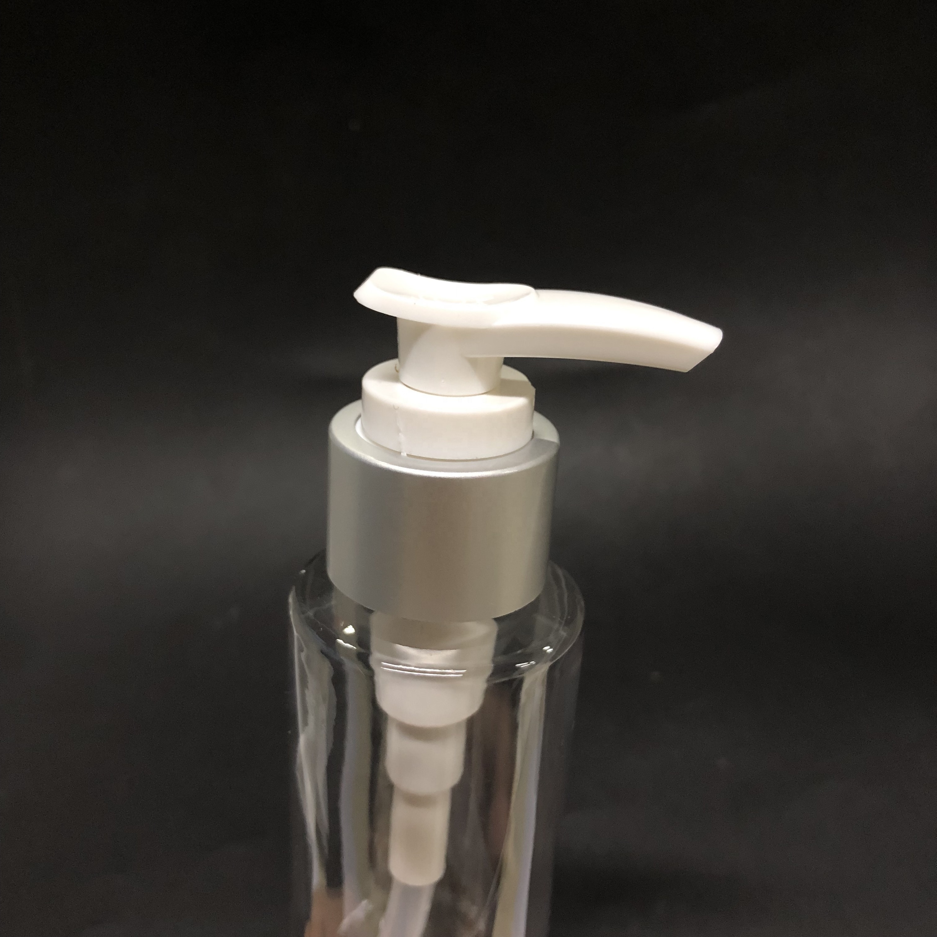 100ml pharmaceutical clear plastic bottle with 24mm silver aluminum lotion pump