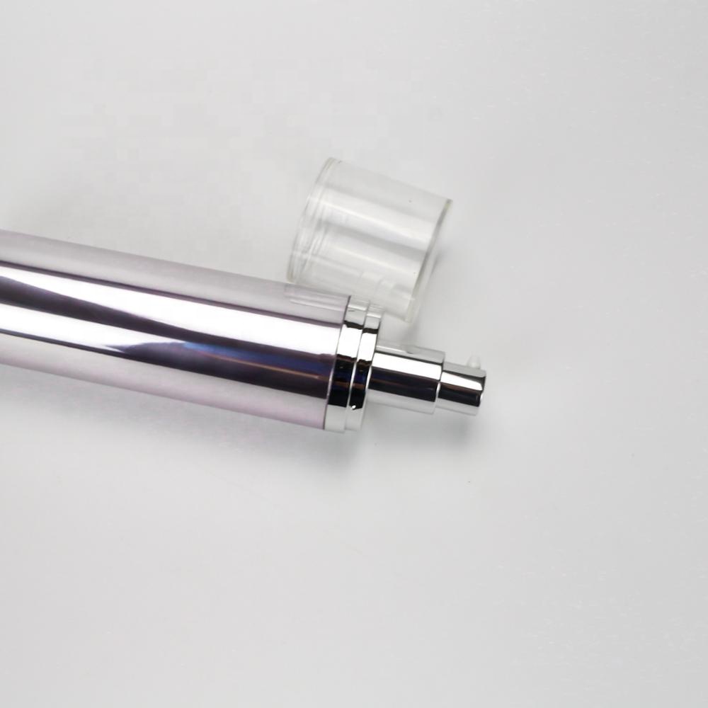 100ml shiny silver metallised color acrylic lotion pump serum bottle