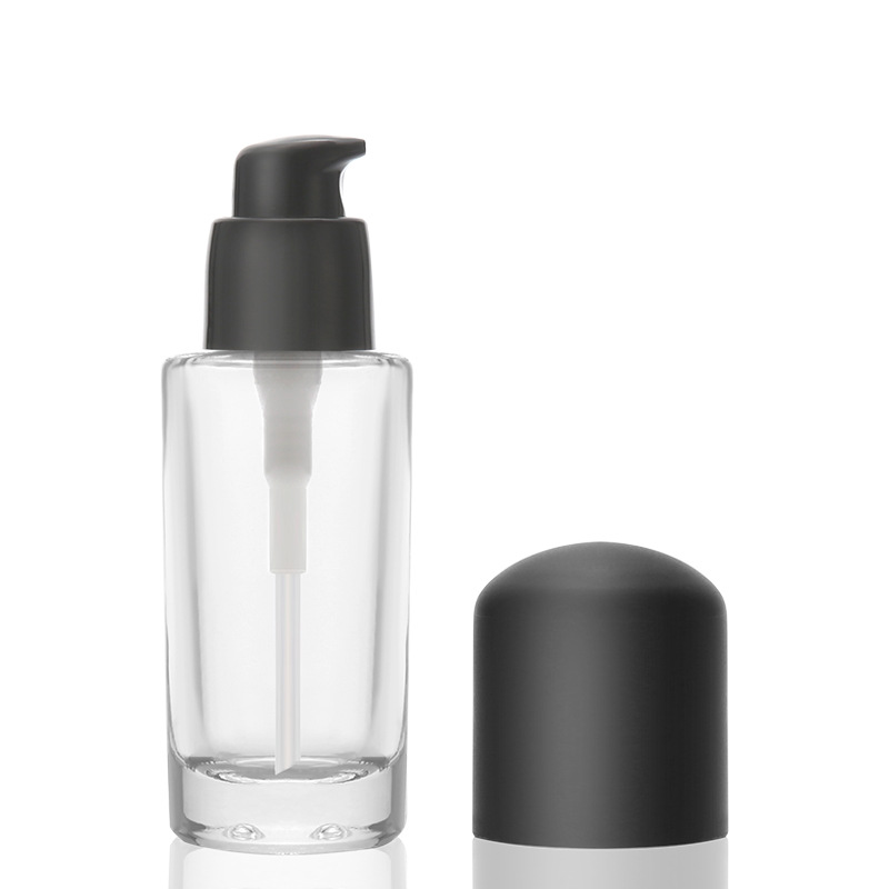 100ml skin care cosmetic lotion packaging square liquid foundation cream matte glass bottles with black plastic cap