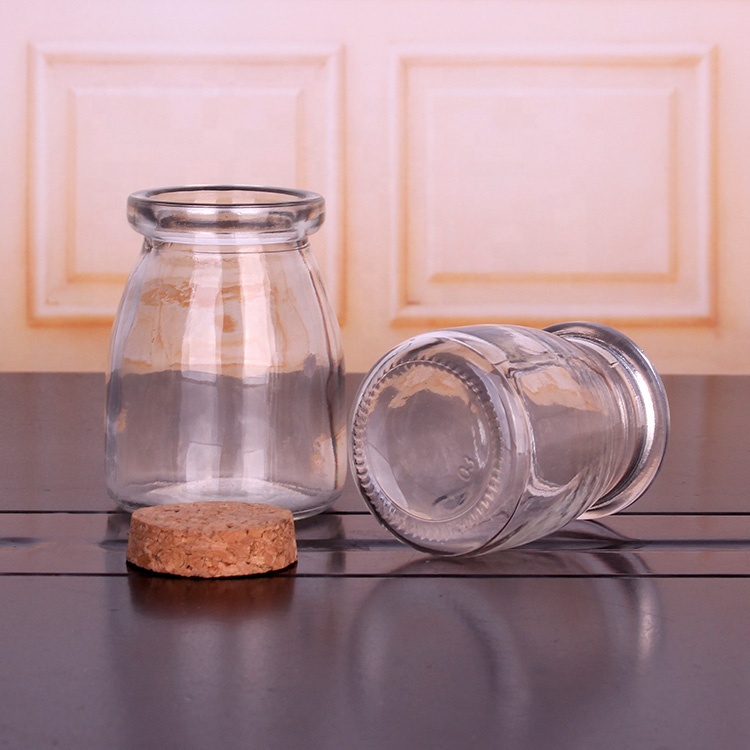 100ml small glass pudding jar pudding glass bottle with cork
