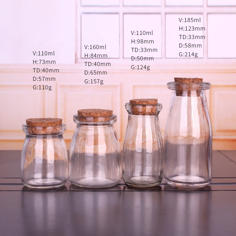 100ml small glass pudding jar pudding glass bottle with cork