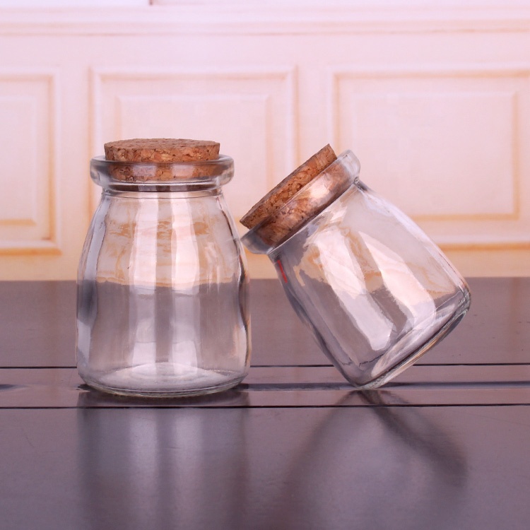 100ml small glass pudding jar pudding glass bottle with cork
