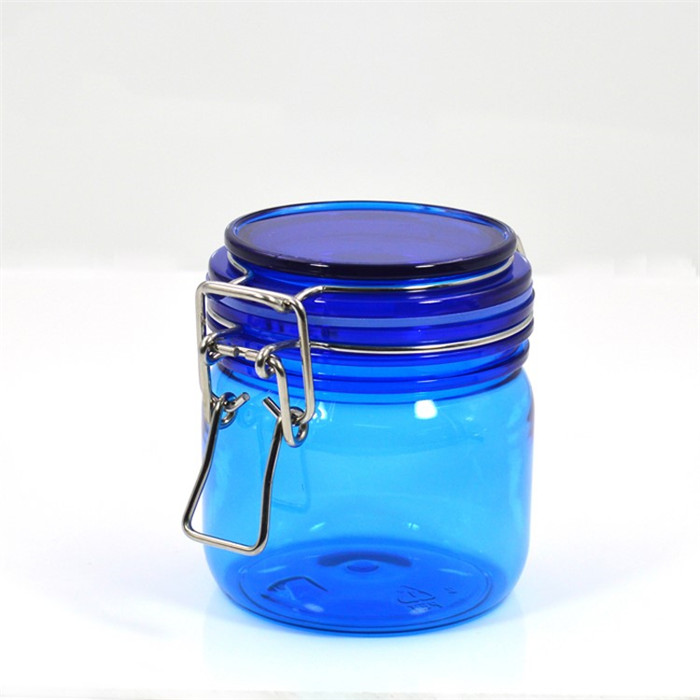 100ml small plastic jar with bamboo clip lid square plastic honey jar