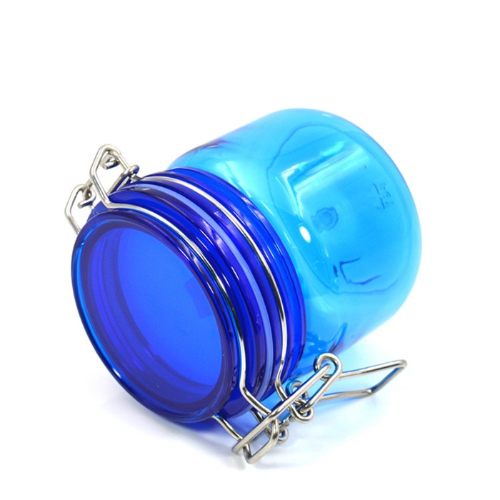 100ml small plastic jar with bamboo clip lid square plastic honey jar