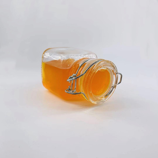 100ml small square shape clip top crystal vintage glass food spice sauce jar with clamp