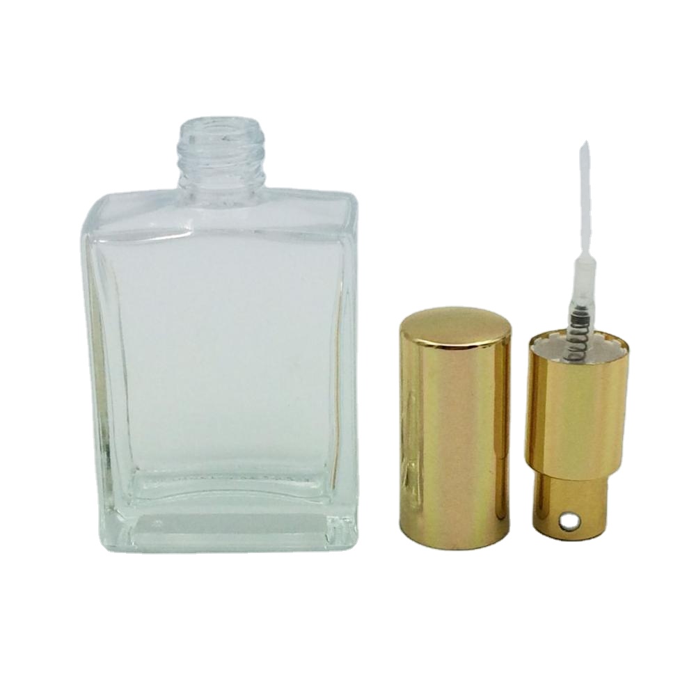 100ml square clear empty perfume glass spray bottle with pump