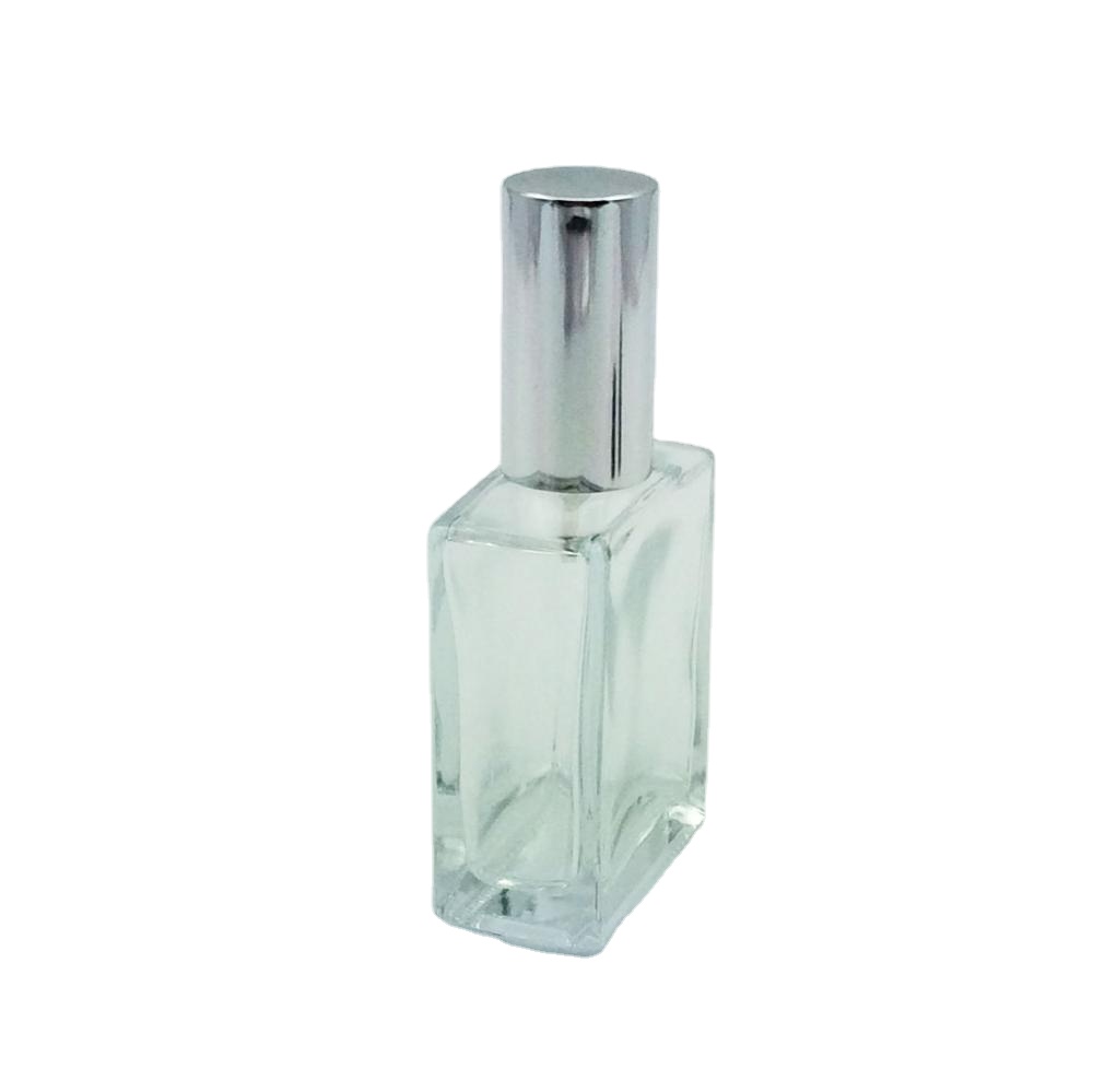 100ml square clear empty perfume glass spray bottle with pump