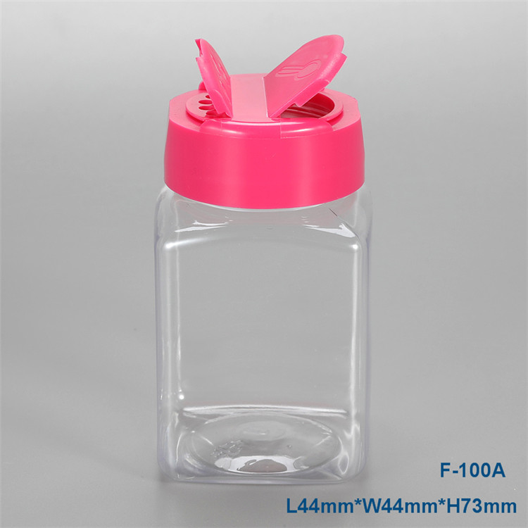 100ml square plastic spice pepper chili powder bottle