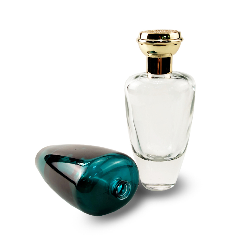 100ml stocked good price luxury custom logo elegant special shaped spray perfume glass bottle with crown zinc alloy cap
