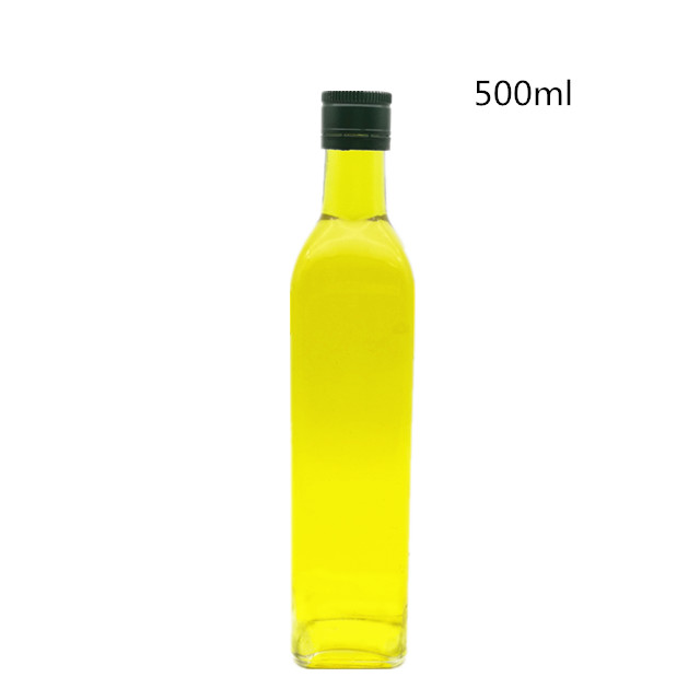 100ml to 1000ml square cooking oil glass bottles for olive oil with aluminum cap