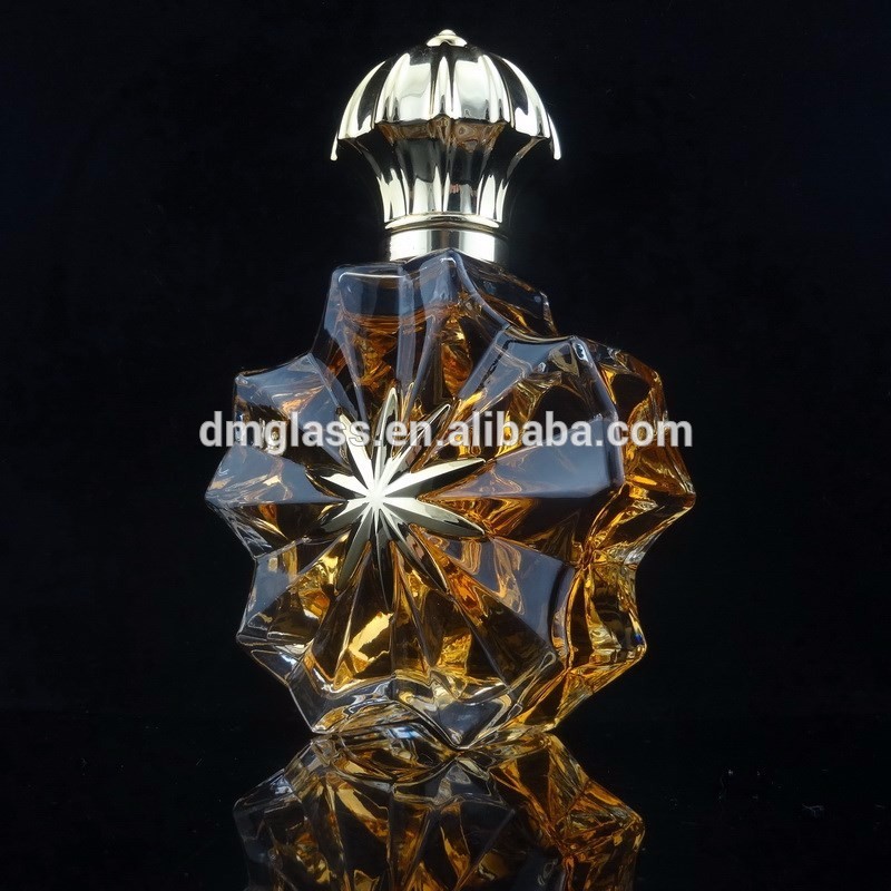 100ml unique shaped elegant perfume airless pump glass bottle with UV cap