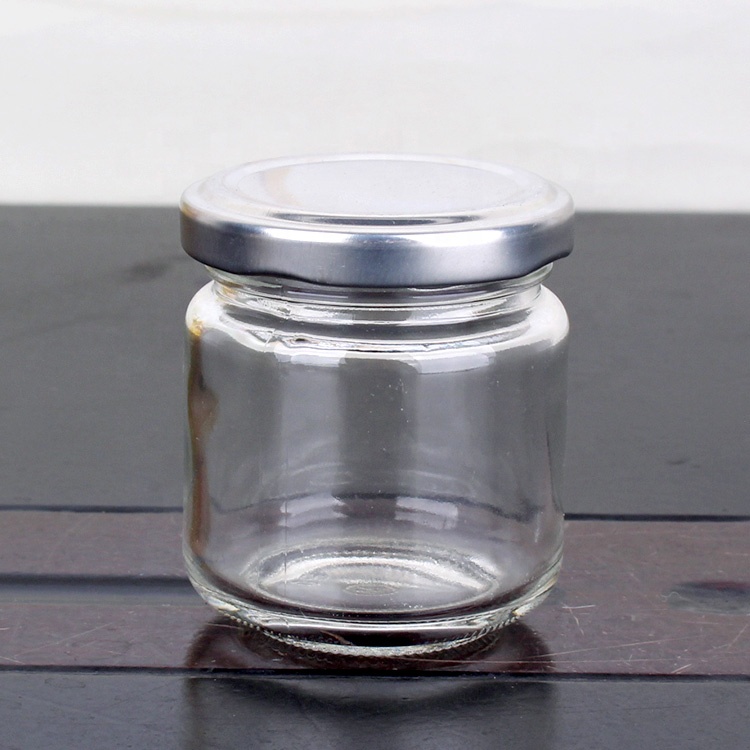 100ml wide mouth round airtight Clear Glass Jar For Honey bee Storage with metal lids