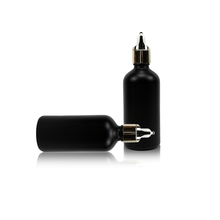 100ml wine matte black dropper cosmetic containers bottle glass bottle for cosmetic packaging glass jars and bottles