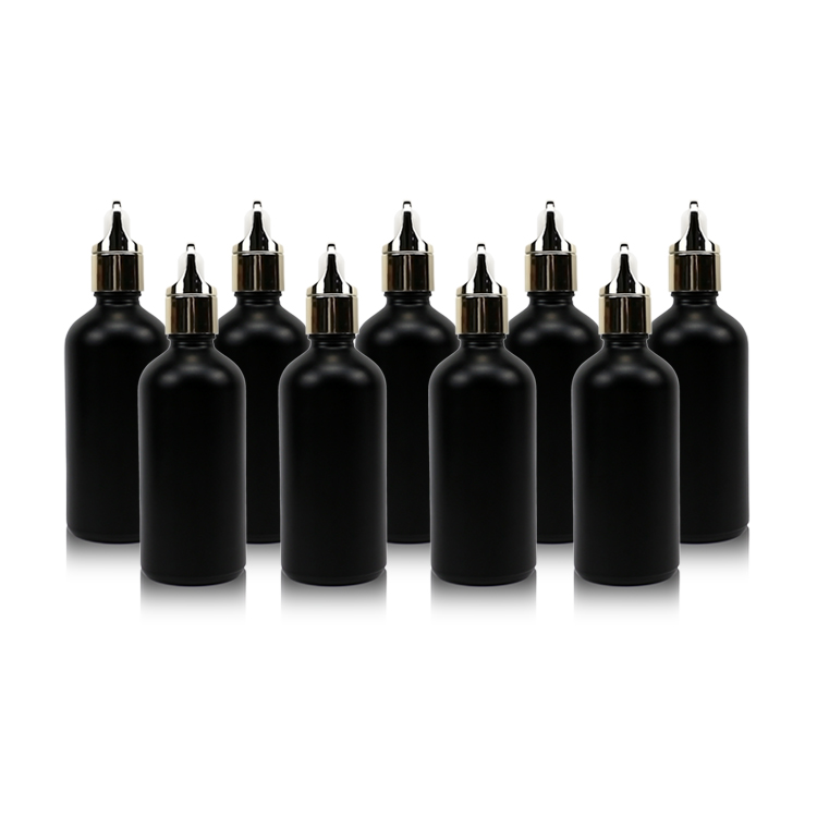 100ml wine matte black dropper cosmetic containers bottle glass bottle for cosmetic packaging glass jars and bottles