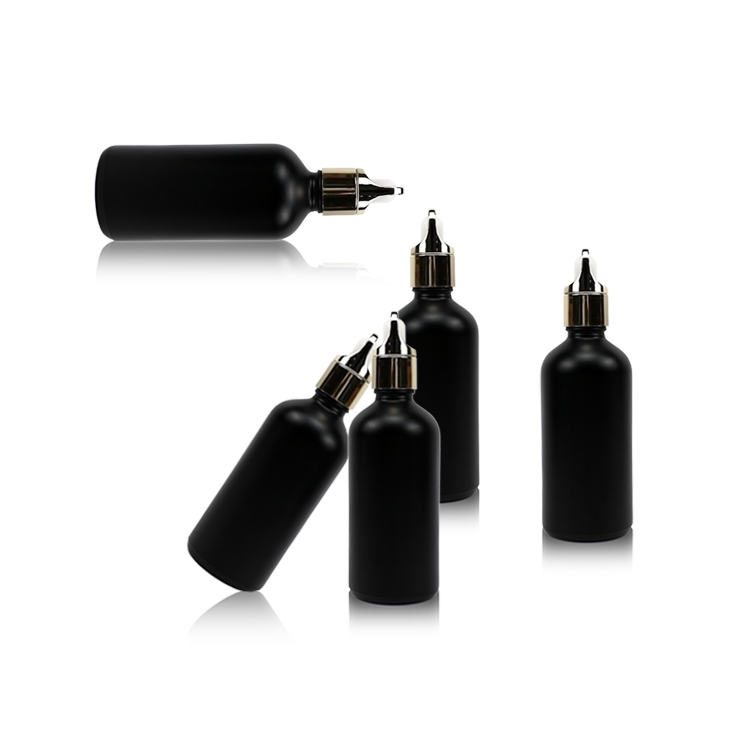 100ml wine matte black dropper cosmetic containers bottle glass bottle for cosmetic packaging glass jars and bottles