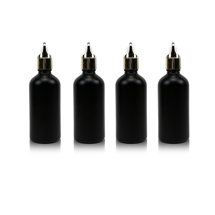 100ml wine matte black dropper cosmetic containers bottle glass bottle for cosmetic packaging glass jars and bottles