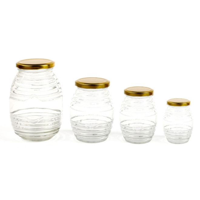 100ml180ml350ml730ml clear empty beehive shape glass honey comb jar with lid