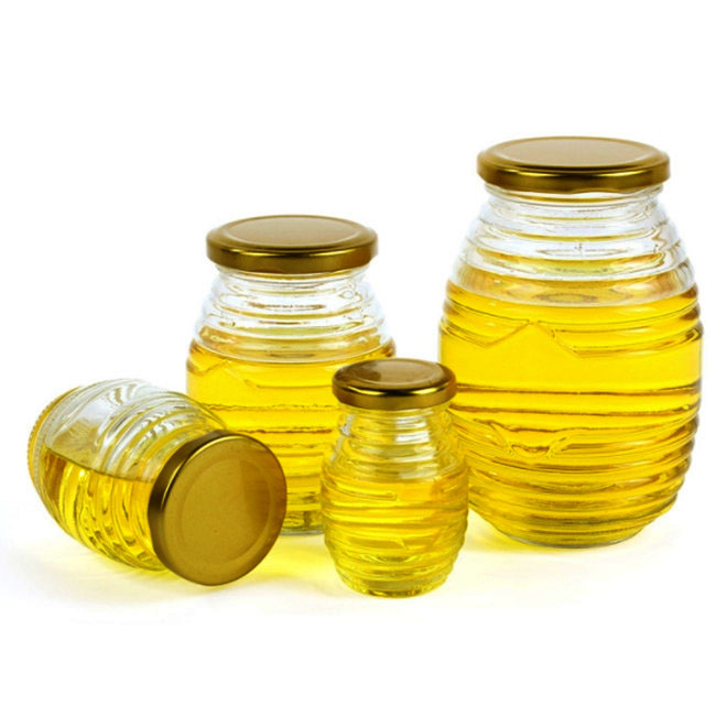 100ml180ml350ml730ml clear empty beehive shape glass honey comb jar with lid