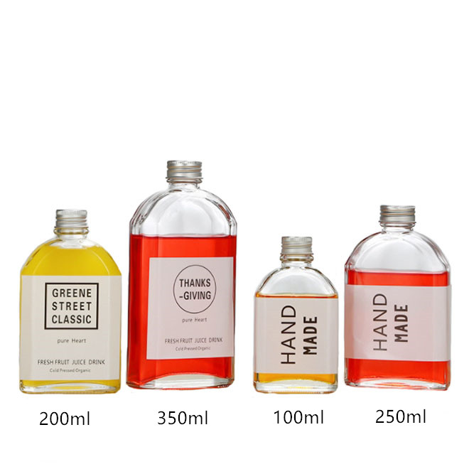 100ml200ml250ml350ml shouldered new design juice cold brew coffee milk glass drinking bottle with lid